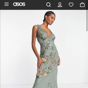 ASOS DESIGN lace trimmed maxi dress with floral embellishment beading